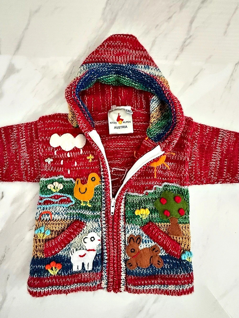 Kitzo Alpen Austria Colorful Hooded Sweater Cardigan Kids 6-12m